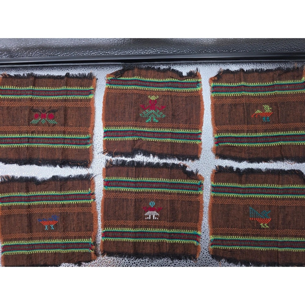 12 Zapotec Wool‎ Coasters 5x5 Handwoven Southwestern Mug Rugs Animal Geometric - Picture 2 of 3
